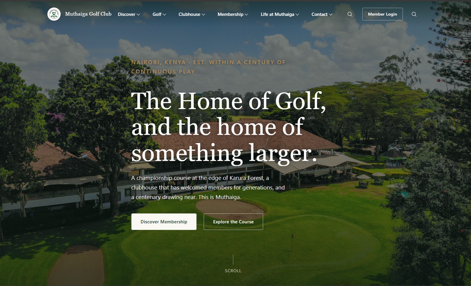 Golf resort brand website interface preview